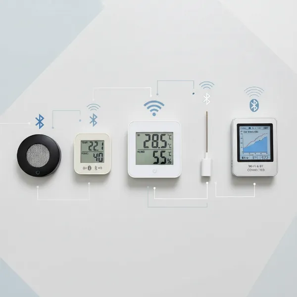 A comparison of various digital hygrometers, highlighting their connectivity and display features